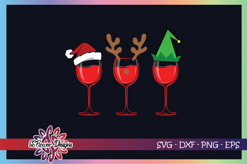 christmas-wine-svg-wine-glasses-svg-christmas-wine-with-hat-svg