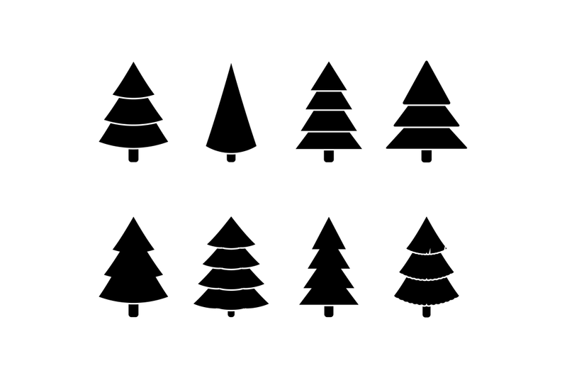 christmas-tree-black-white-set-illustration-vector