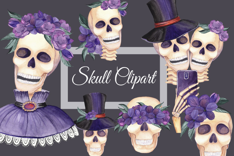 skull-clipart-watercolor-skulls-with-flowers-selfie-clipart-hallowe