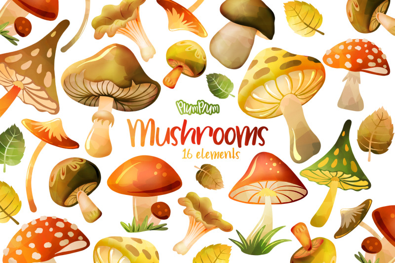 mushroom-watercolor-cliparts