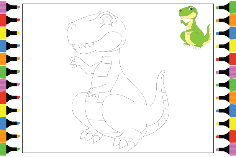 coloring-dinosaur-for-kids-simple-vector-illustration