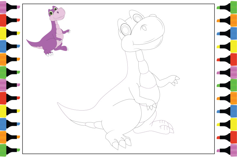 coloring dinosaur for kids, simple vector illustration SVG by
Designbundles