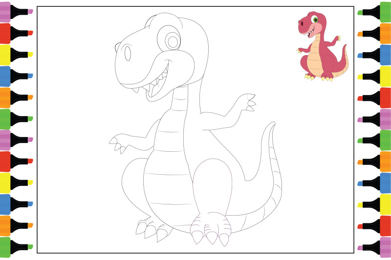 coloring-dinosaur-for-kids-simple-animal-drawing-illustration