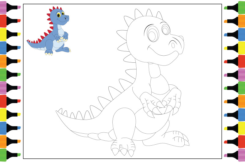 coloring-dinosaur-for-kids-simple-animal-drawing-illustration