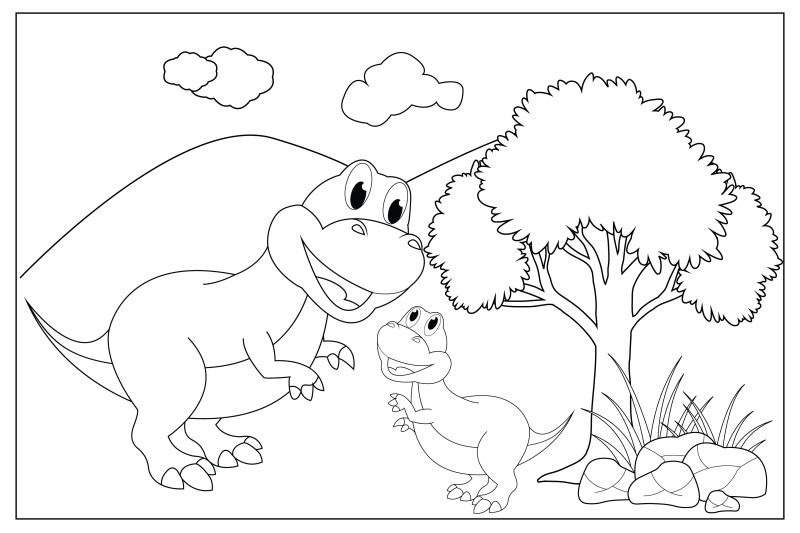 coloring-dinosaur-for-kids-simple-vector-illustration