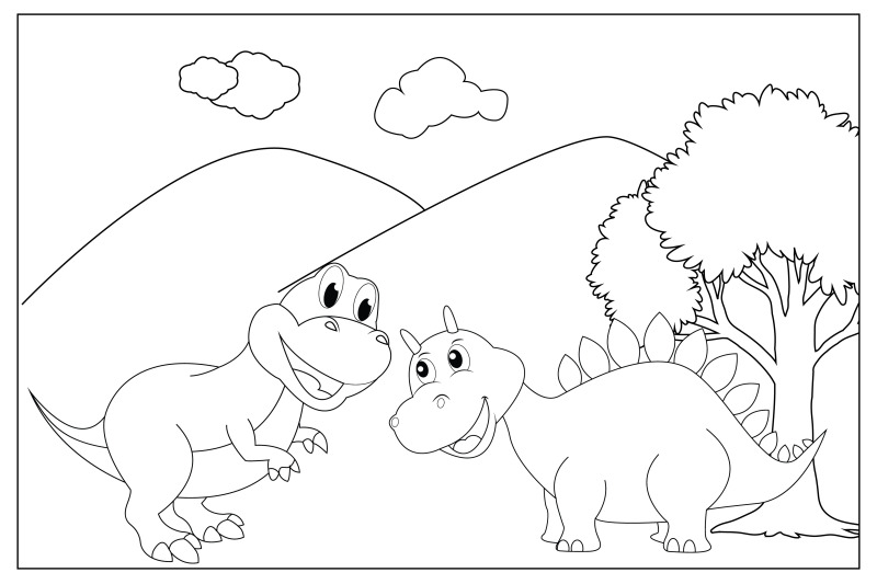 coloring-dinosaur-for-kids-simple-vector-illustration