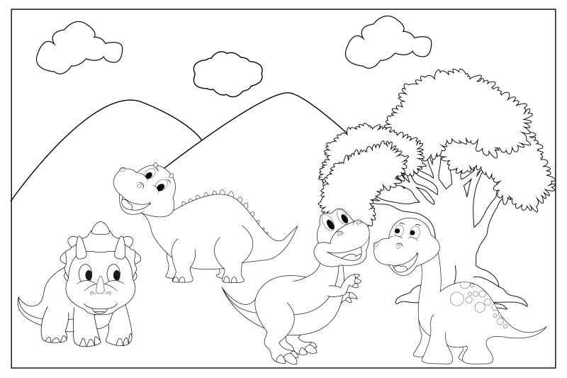 coloring-dinosaur-for-kids-simple-vector-illustration