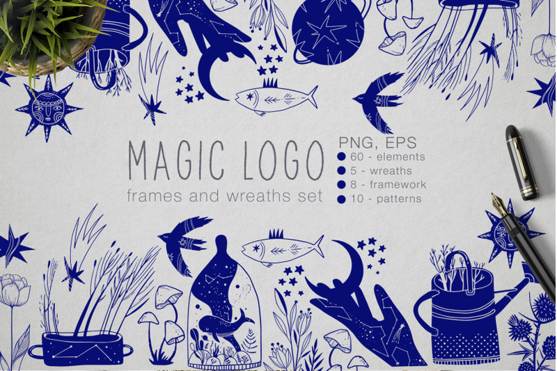 magic-logo-frames-and-wreaths-set
