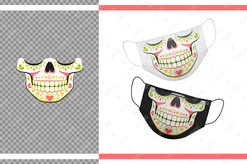 Svg Bundle 3 Funny Sugar Skulls Designs For Face Mask By Natariis Studio Thehungryjpeg Com