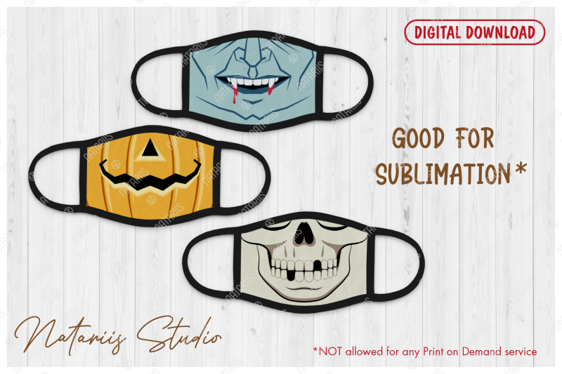 SVG Bundle. 6 Funny Halloween designs for face mask. By Natariis Studio ...
