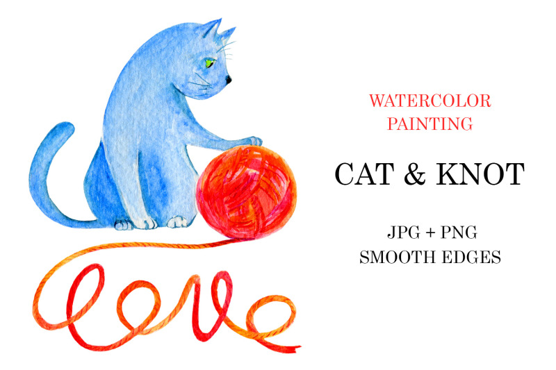 watercolor-cat-and-knot-illustration-word-love