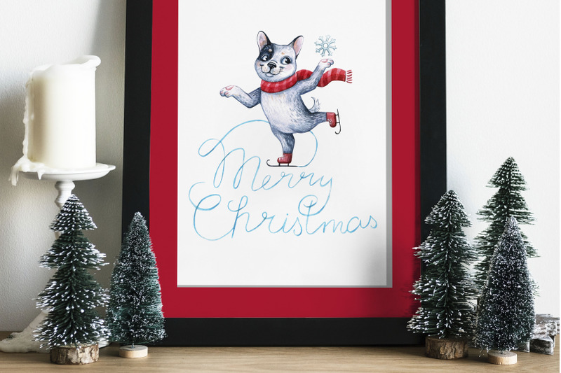 watercolor-christmas-illustrations-dogs-christmas