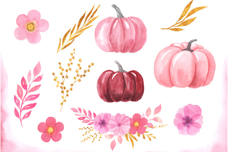 watercolor-pink-pumpkins-clipart