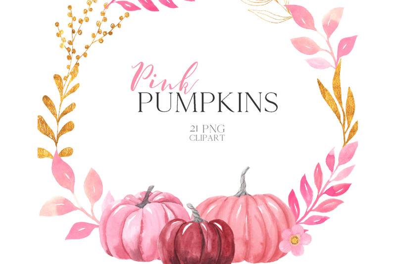 watercolor-pink-pumpkins-clipart
