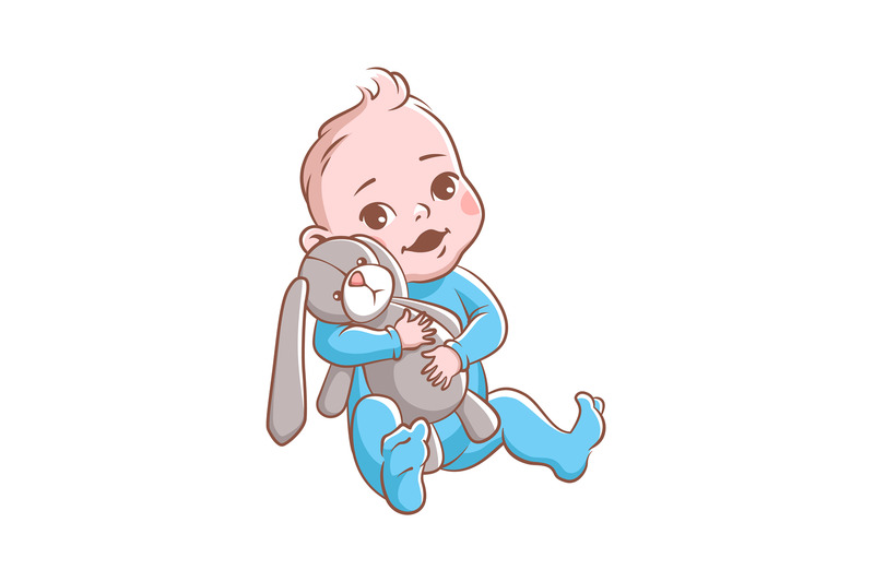 baby-boy-cute-infant-hugging-rabbit-toy-smiling-toddler-in-blue-clot
