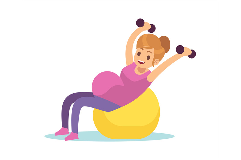 pregnant-woman-doing-exercises-female-fitness-with-fitball-and-dumbbe
