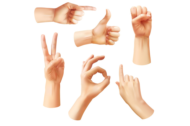 realistic-hand-various-gestures-human-hands-ok-thumb-up-and-pointin