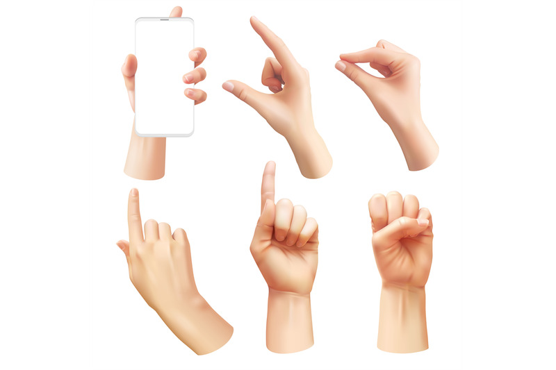 realistic-hands-different-human-hand-showing-signals-pointing-finger