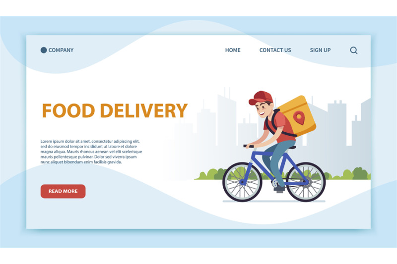 food-delivery-landing-page-cyclist-with-box-on-background-of-cityscap