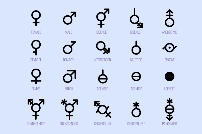 gender-diversity-monochrome-icons-set