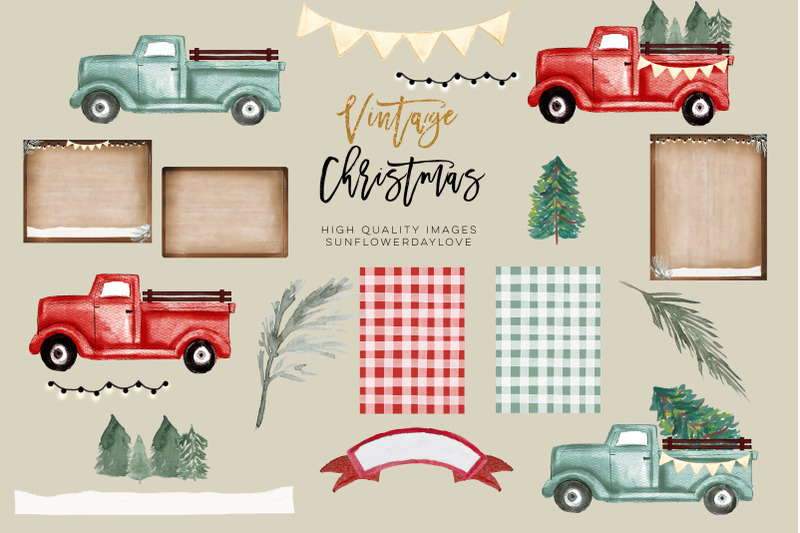 red-truck-png-clipart-vintage-christmas-watercolor