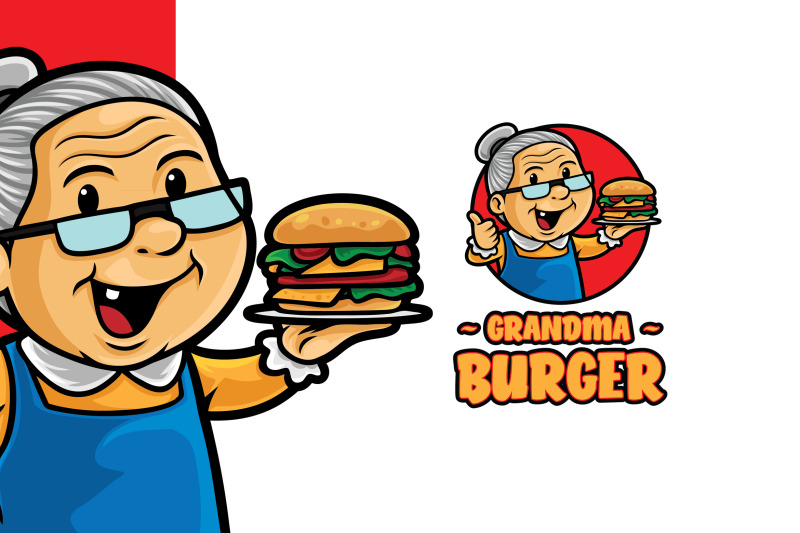 grandma-burger-mascot-logo-template