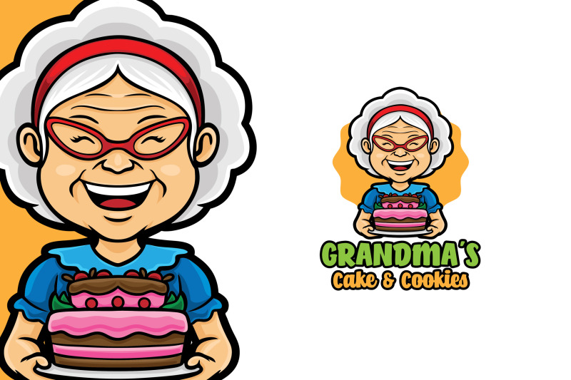 grandma-cake-mascot-logo-template