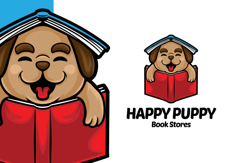 happy-puppy-book-store-logo-template