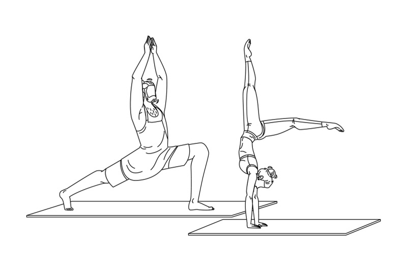 young-people-in-sportswear-practicing-yoga-vector
