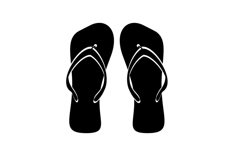 beach-flip-flops-black-white-flat-isolated