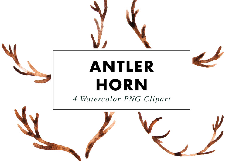 antler-horn-watercolor-illustrations-clipart-png