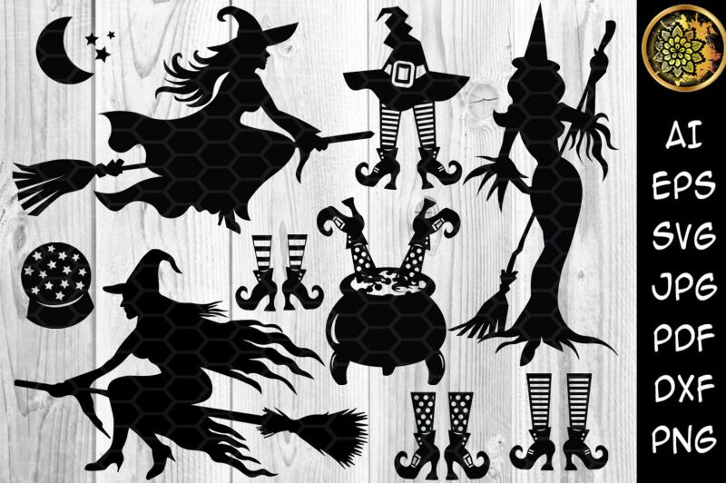 Halloween Witch Svg Silhouette Clip Art By Mandala Creator Thehungryjpeg Com