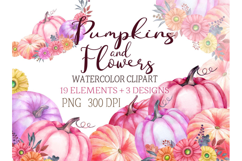 watercolor-pumpkin-clipart-thanksgiving-day-clip-art-flowers-pink