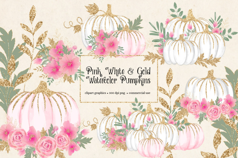 pink-white-and-gold-pumpkins-clipart