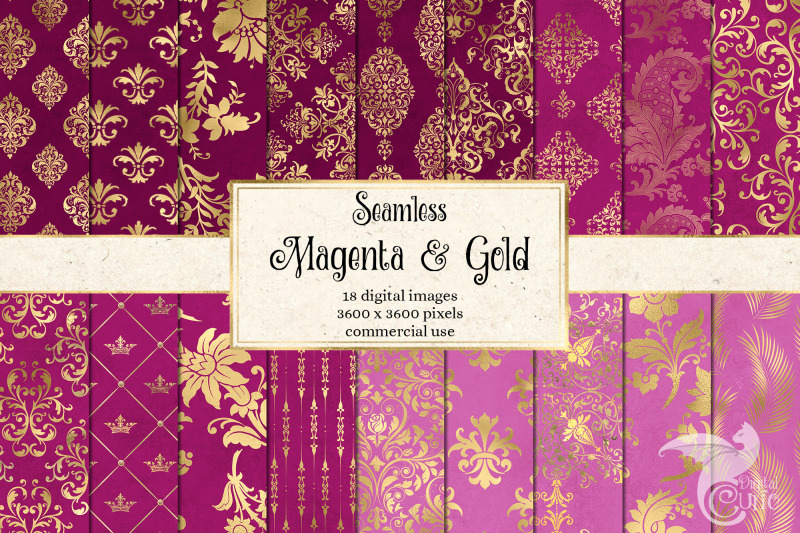 magenta-and-gold-digital-paper