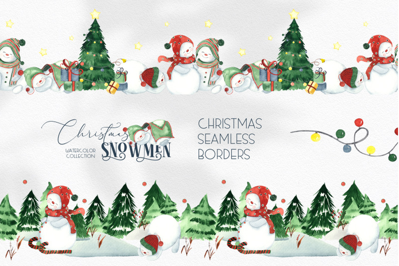 watercolor-christmas-snowmen