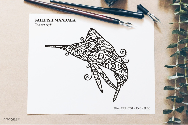 sailfish-mandala-vector-line-art-style