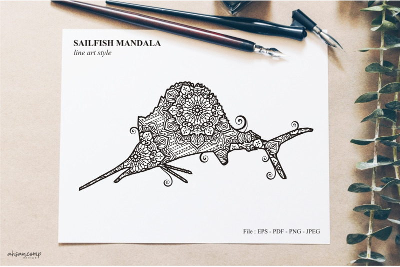 sailfish-mandala-vector-line-art-style