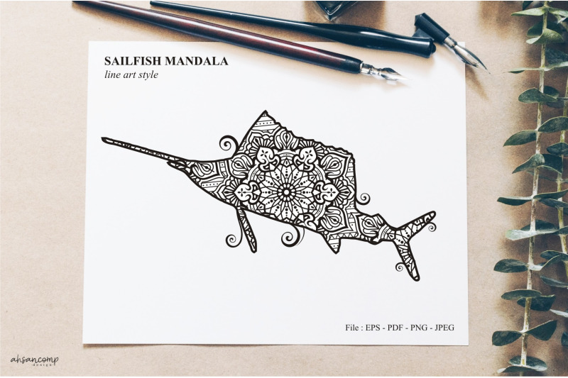 sailfish-mandala-vector-line-art-style