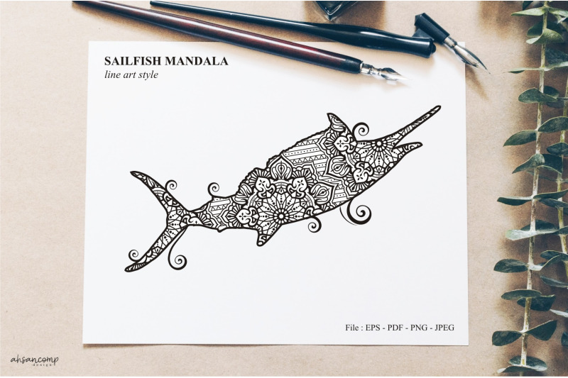 sailfish-mandala-vector-line-art-style