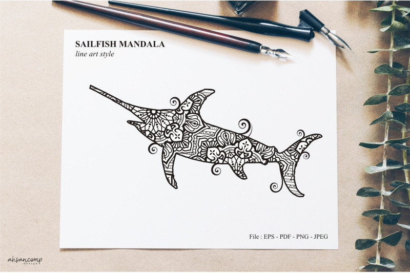 sailfish-mandala-vector-line-art-style