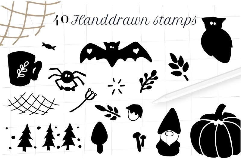 halloween-stamps-for-procreate-hand-drawn-cute-procreate-brushes-for