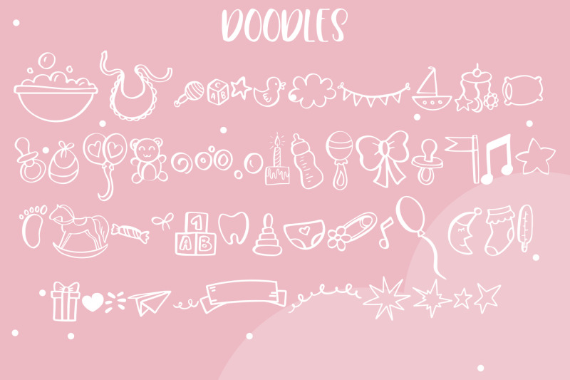 Babylicious 5 Designs With Baby Themed Doodles By Freeling Design House Thehungryjpeg Com