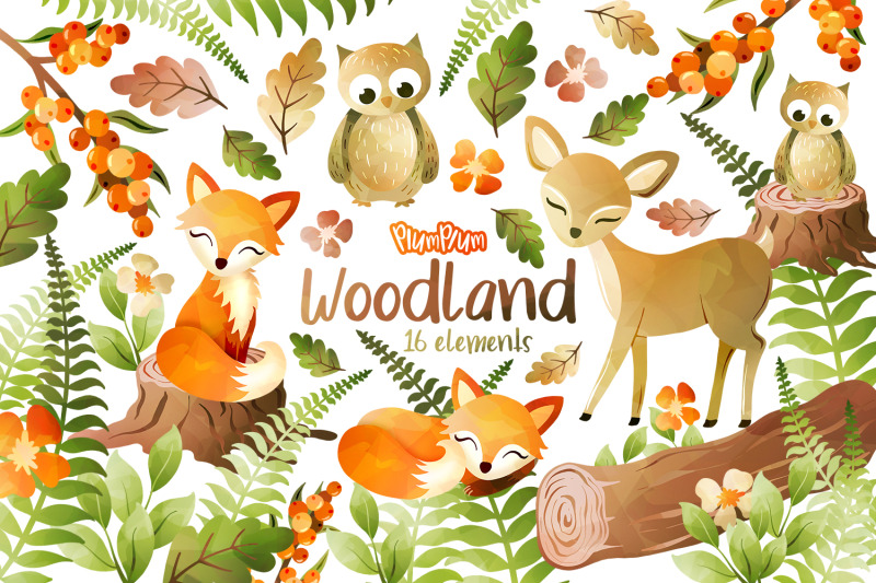 woodland-watercolor-cliparts