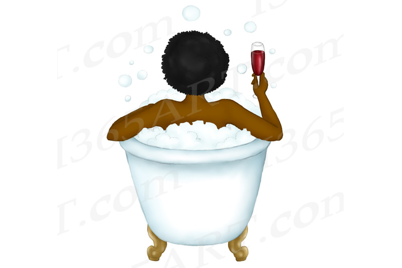 black-woman-bathtub-clipart-self-care-png