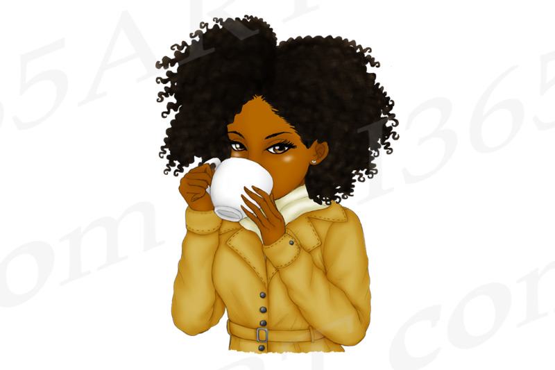 fall-tea-sipping-girls-clipart-black-woman-clipart