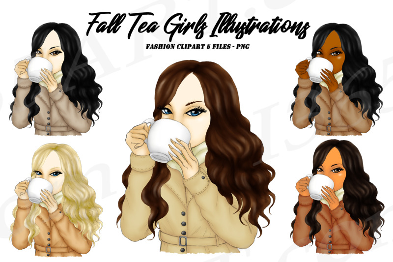 fall-tea-sipping-girls-clipart-illustrations-png