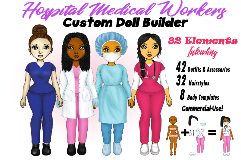 custom-nurse-clipart-doctor-clipart-rn-clipart-set