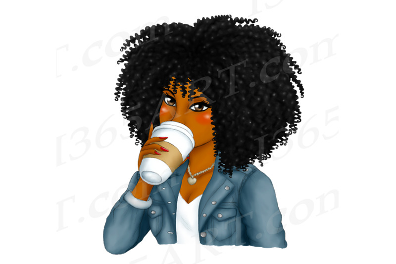Black Woman Drinking Coffee Clipart, Sipping Tea Clipart By I 365 Art