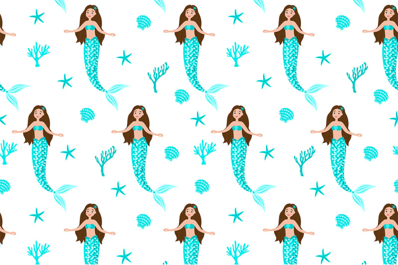 collection-seamless-patterns-mermaid-vector-illustration